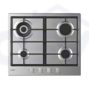 Tables de Cuisson Candy 4 Feux Gaz Inox Céramique Fonte Largeur 59.5 Cm